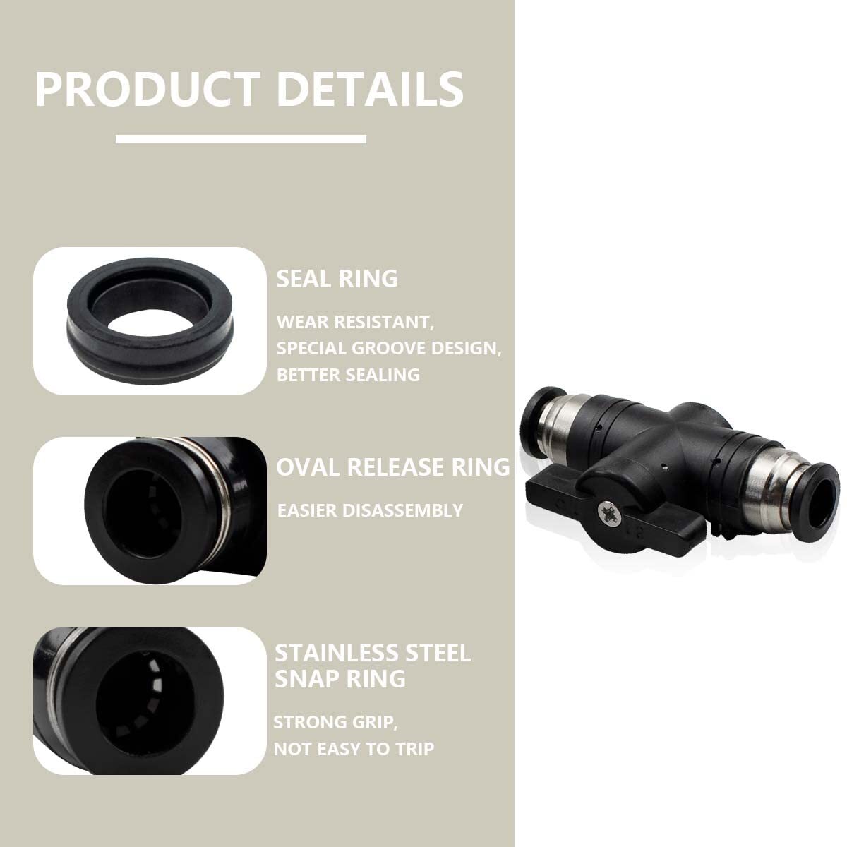 Water Fed Pole Control Valve Push Fit For 4mm~16mm Hoses Push Fit Tap Pneumatic