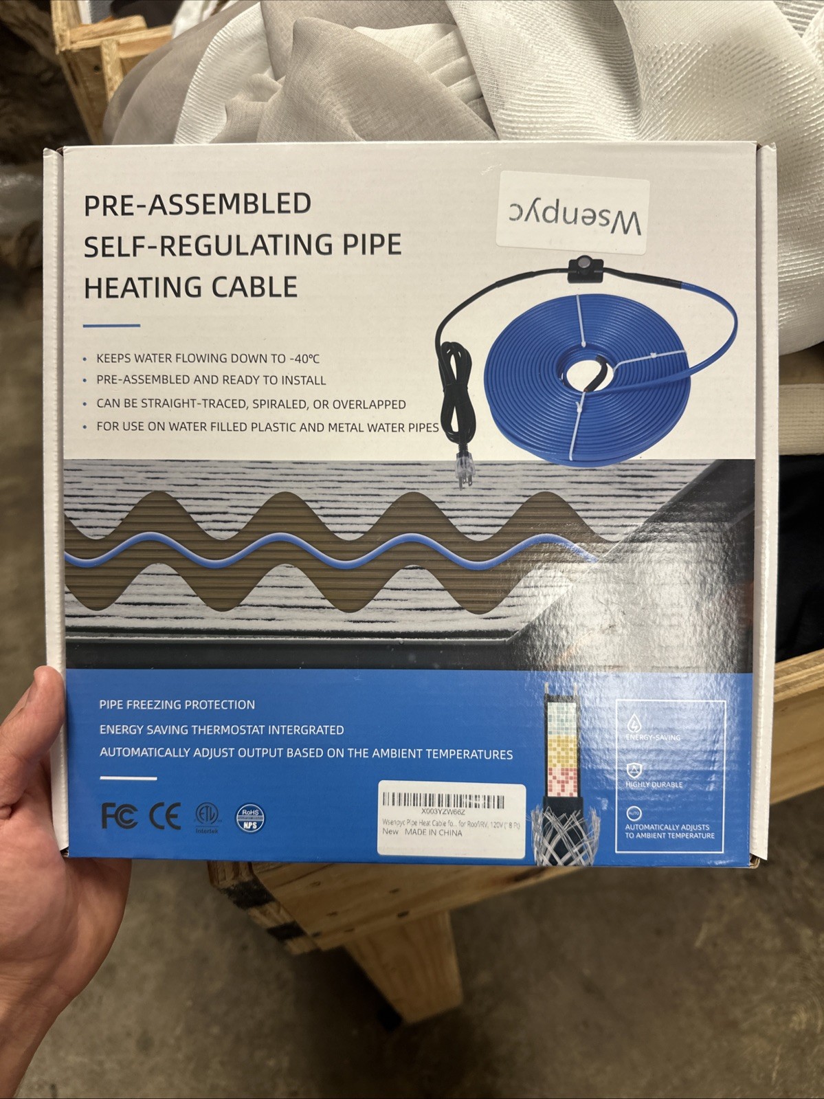 Pipe Heat Tape for Water Pipe Freeze Protection Constant Wattage 8ft