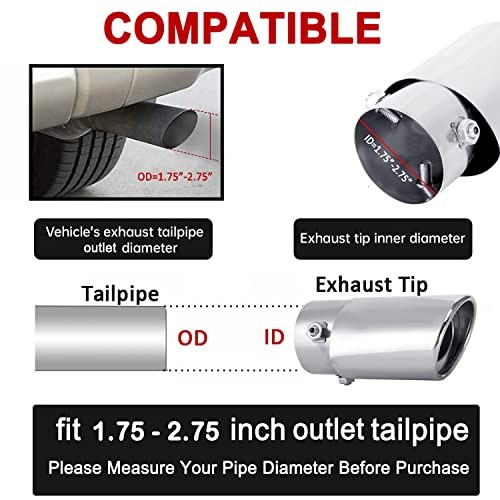 Adjustable 1.75-2.75 Inch Inlet Exhaust Tips, 3.5″ Oval Outlet, Straight-Large
