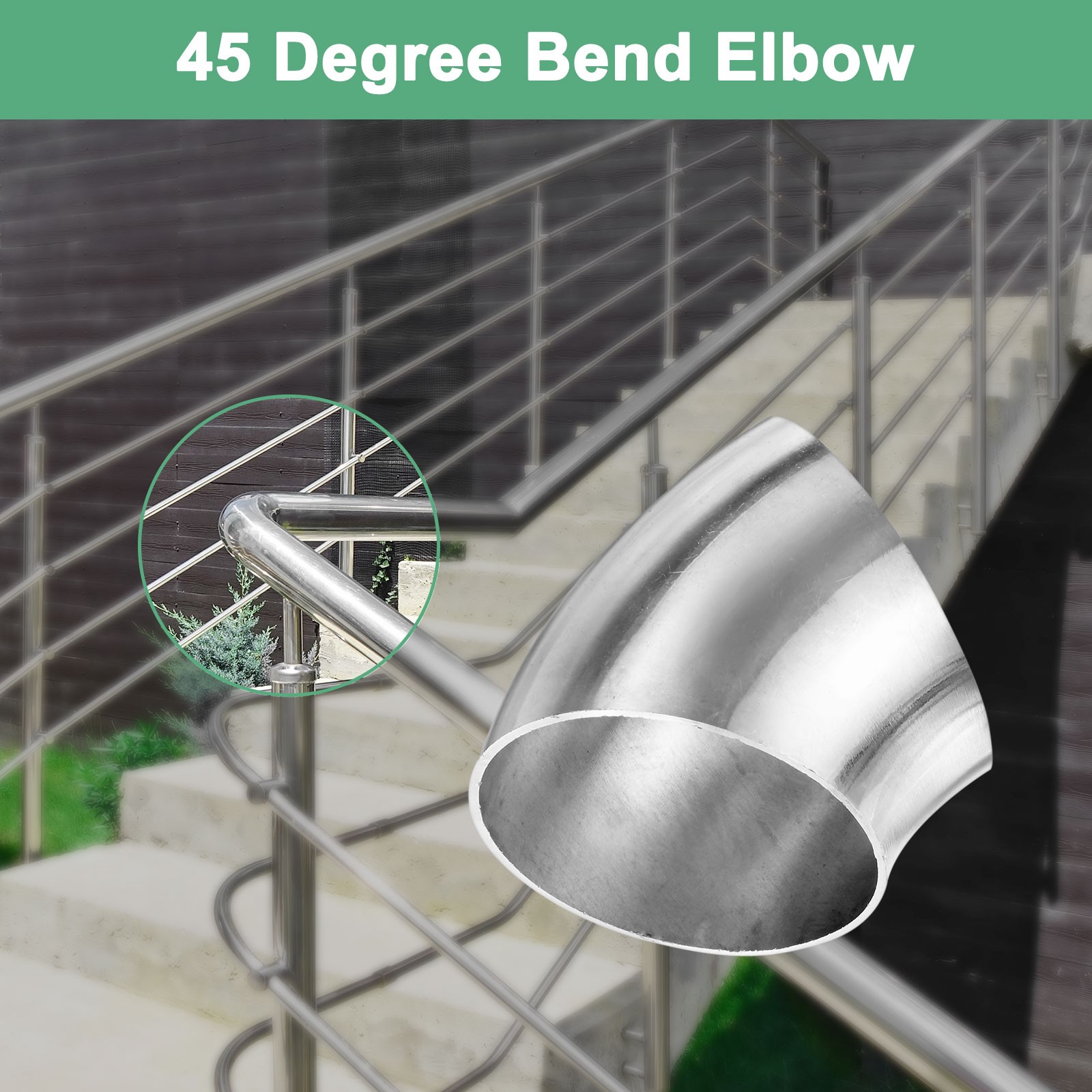 OD 2.1 Inch 45 Degree Mandrel Bend Elbow, Thicken 1.5 mm Height 54 mm