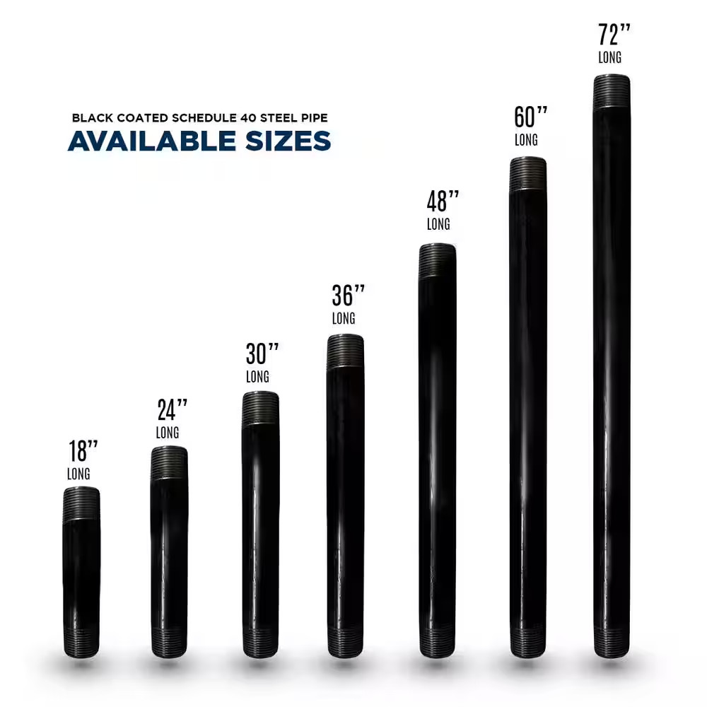 1-1/2 In. X 2 Ft. Black Steel Pipe (5-Pack) Free Shipping New