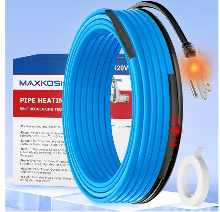 MAXKOSKO Self Regulating 5W 120V, Pipe Heat Cable for Pipe Freeze Protection