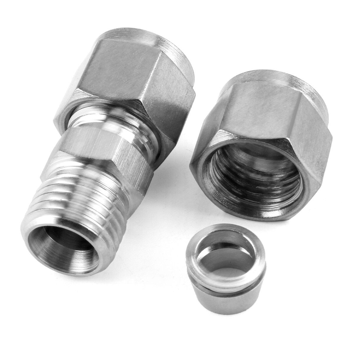 304 Stainless Steel OD 3mm-25mm Tube Double Ferrule Compression Union Fittings