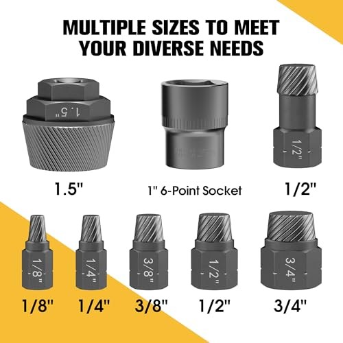 1.5″ Tub Drain & Pipe Nipple Extractor Set, 8PCS Plumbing Tools Kit | Remove