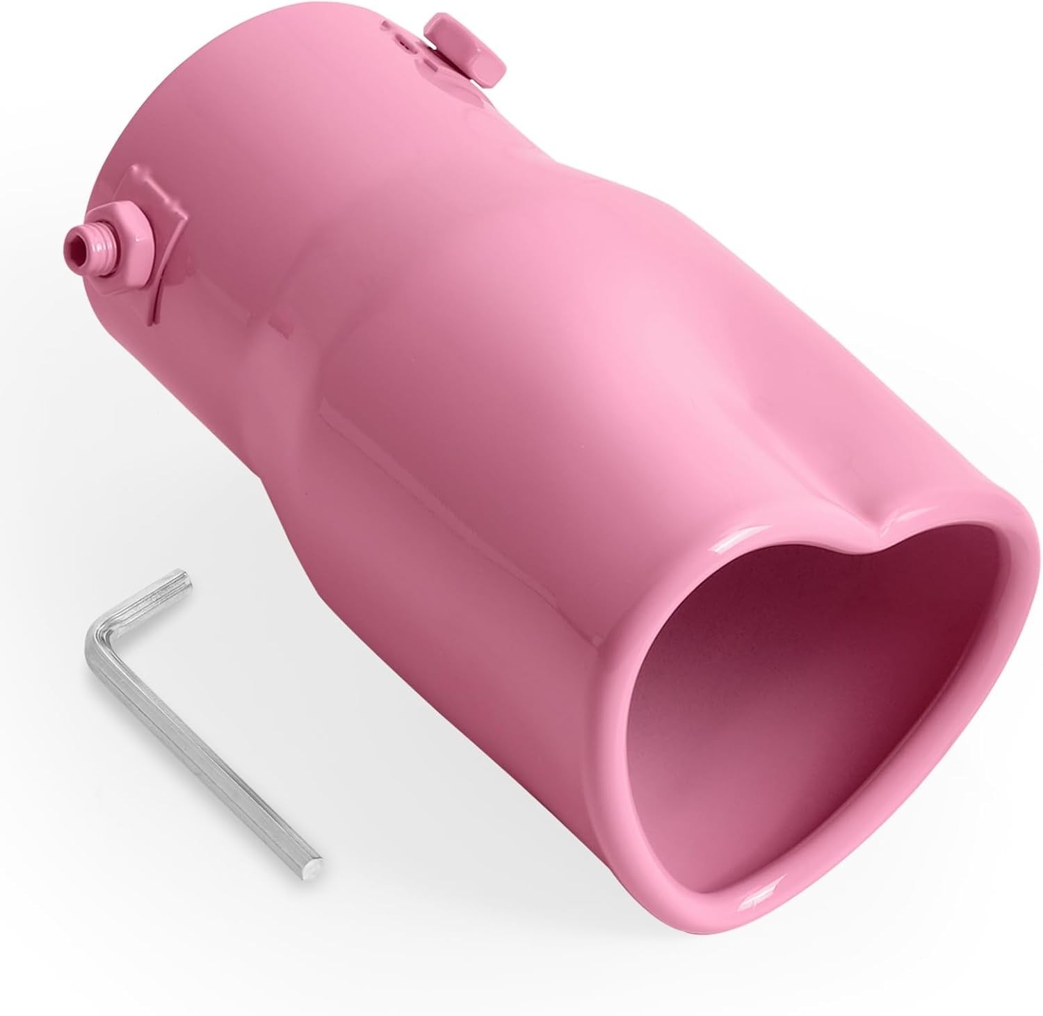 Heart Exhaust Tip 2.4″ ID/ 2.5″ OD, Adjustable Stainless Single Pipe- Pink