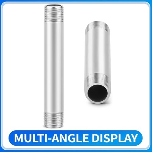 304 Stainless Steel Pipe Fitting, Nipple Cast Pipe 1/2″ NPT 6″ Length(150MM)