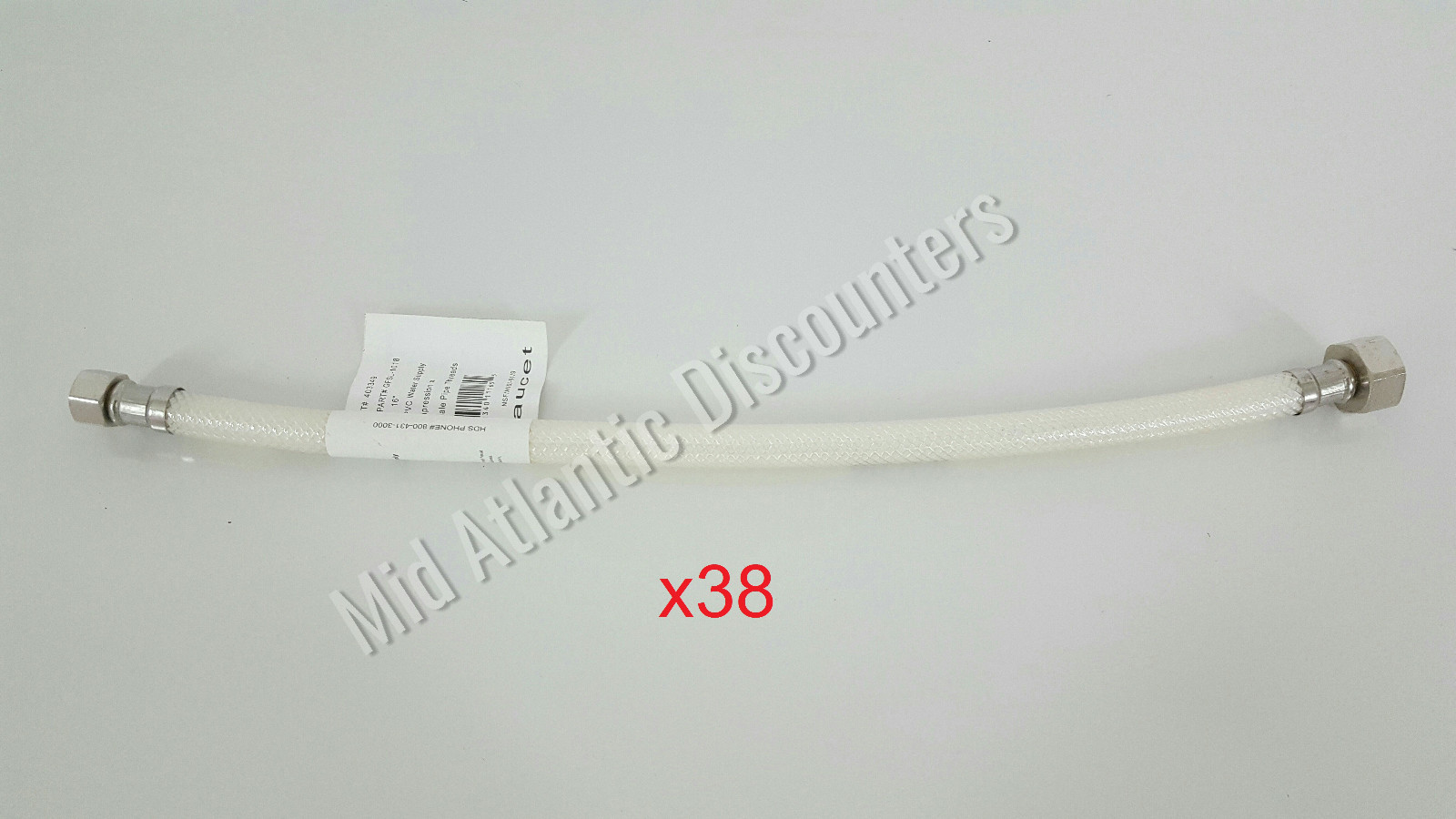 38 HDS 403349 16″ Braided PVC Water Supply 3/8″ Compression x 1/2″ Female Pipe