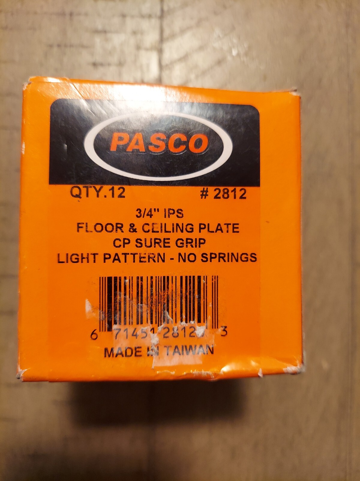 Pasco 3/4 IPS Floor and Ceiling Plate CP Sure Grip Light Pattern-No Springs
