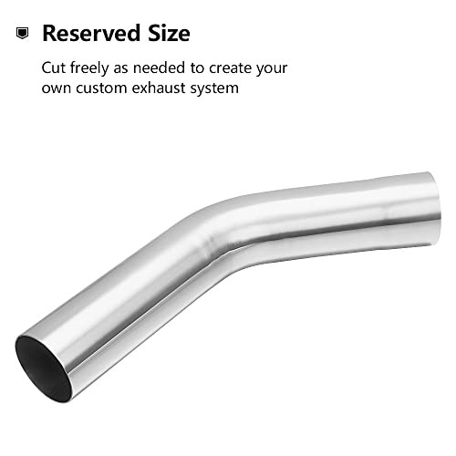 Exhaust Tube OD, 304 Stainless Steel Exhaust Pipe Mandrel Bend, 2.5″ 45 Degree