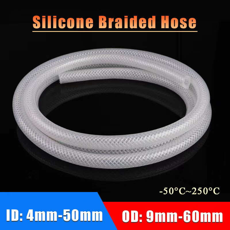 Silicone Braided Hose Food Grade ID 4mm-50mm Reinforced Tubing Vacuum Tube Pipe