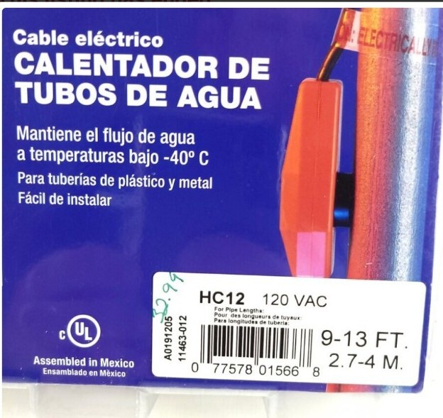 Frost King Electric Water Pipe Heat Cable (9-13 ft./2.7-4 M) HC12