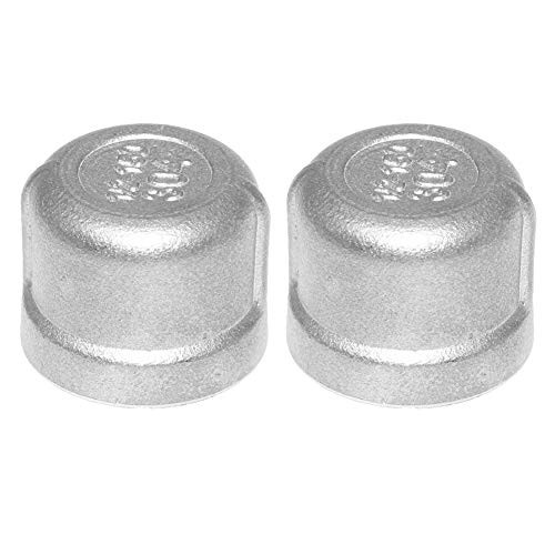 Stainless Steel Pipe Cap, 1/2″ NPT Female Pipe Plug Socket 1/2 NPT Packof 2