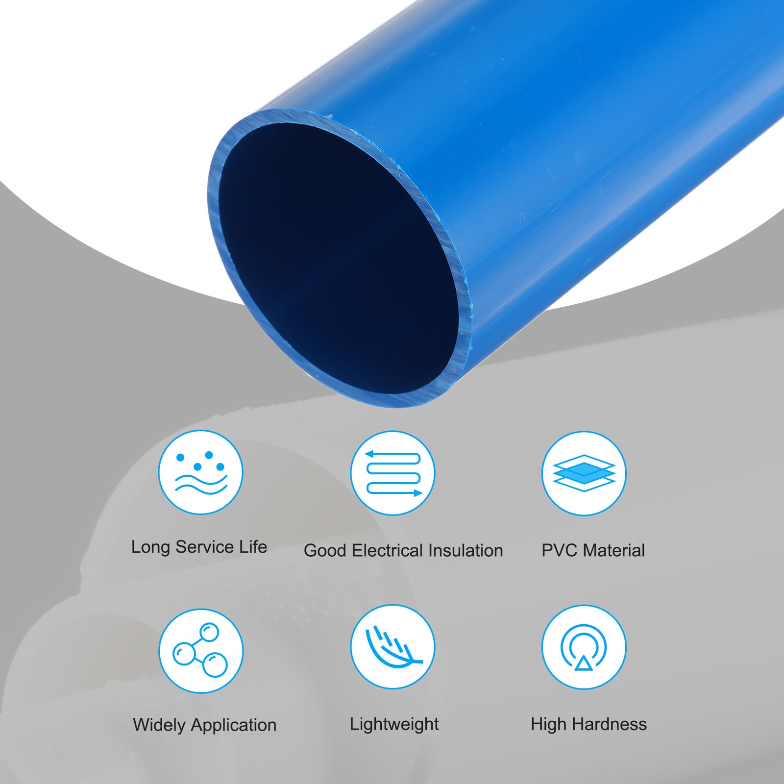 PVC Rigid Round Pipe 57mm ID 63mm OD 500mm Blue High Impact for Water Pipe