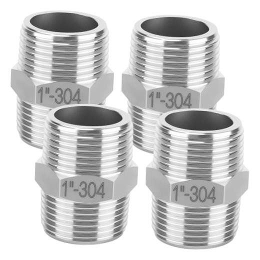 Pcs 30Stainless Steel Hex Nipple Pipe Fittings, 1″ Male to 1″ Male NPT 1 Inch 4