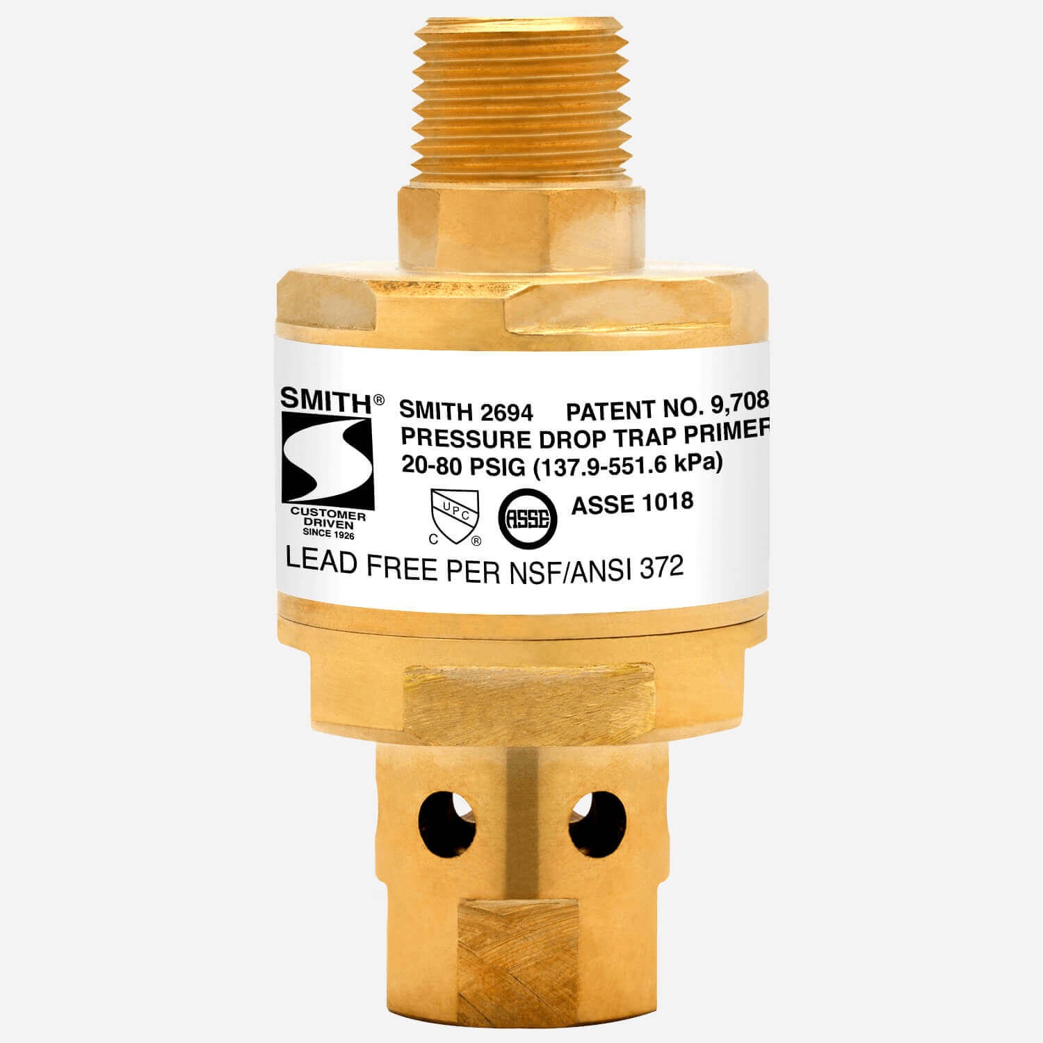 JAY R SMITH MFG 2694 Trap Primer 1/2″ Lead-Free Brass 3 PSI NPT Connection