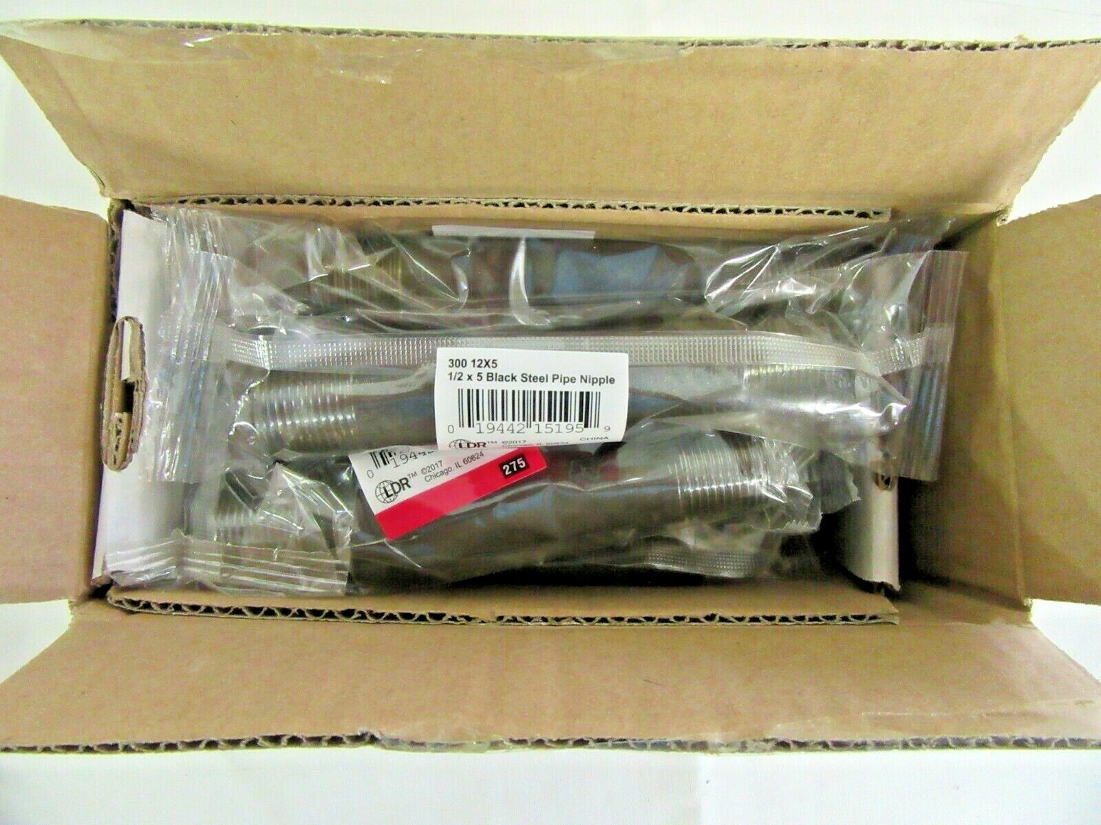 (Box of 15) LDR 300 12X5 BLACK Pipe Nipple 1/2″ X 5″