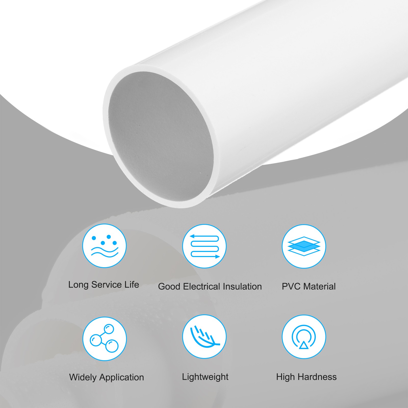 PVC Rigid Round Pipe 67.8mm ID 75mm OD 500mm White High Impact
