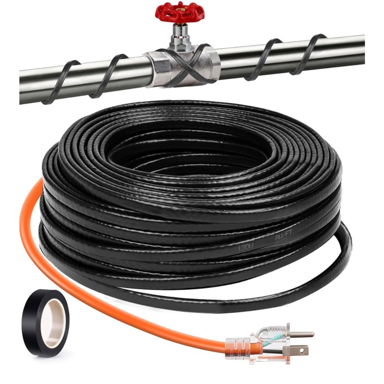 30FT（3FT-200FT） Pipe Heating Cable for Pipe Freeze Protection