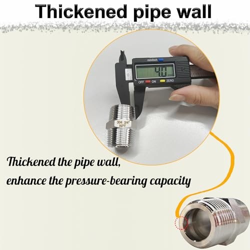 3/4″ Male x 3/4″ Male Hex Nipple Pipe Fittings, 304 Stainless Steel 3/4“, 2pcs