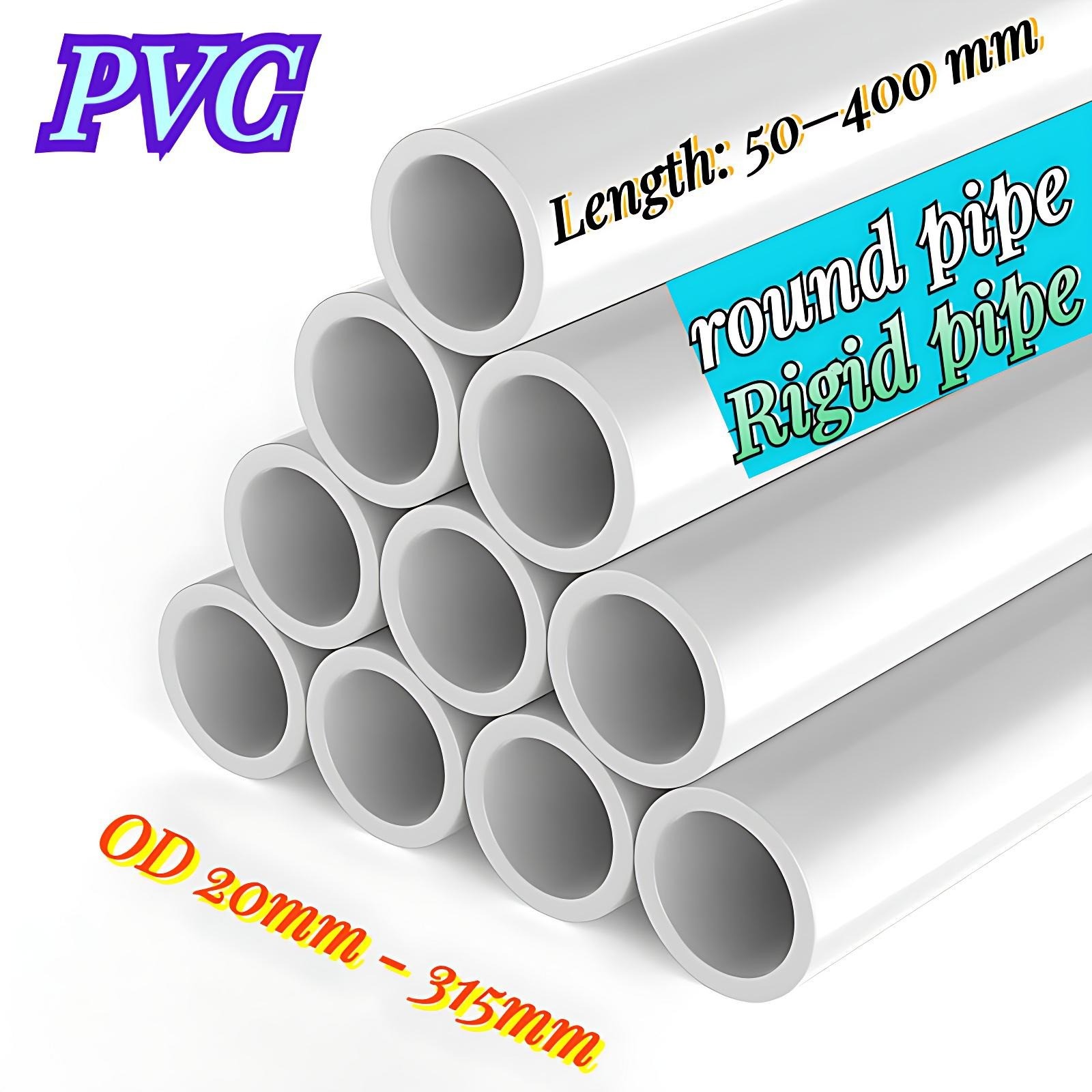 20mm-315mm White PVC Round Tube / Rigid Pipe Length 5cm – 50cm Durable Plastic