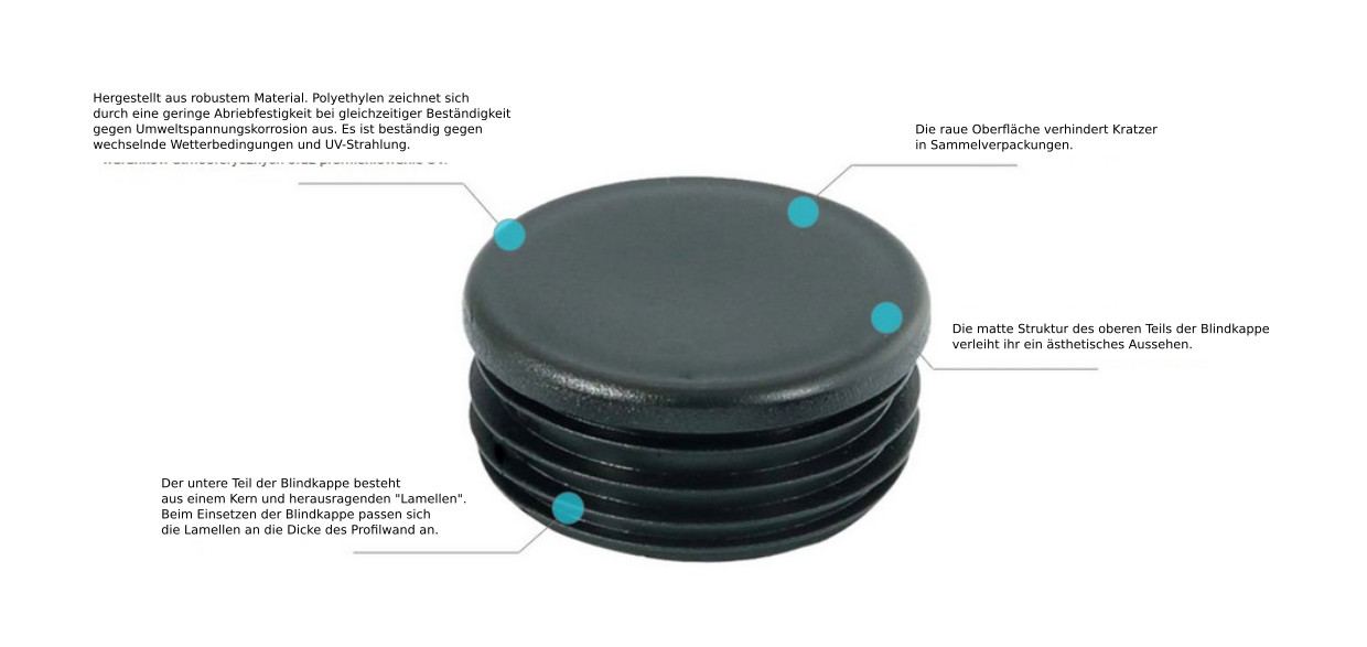 10x Round Lamellar Plug 50mm Round Plug Black End Caps Plastic