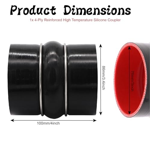 High Performance Straight Silicone Hump Coupler ID 3 Inch 4-Ply Reinforced ID3″