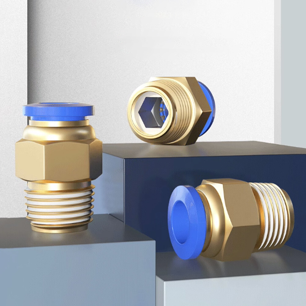 Pneumatic Straight Male Stud Hose Tube Air Line Inline Push Fit Connector M5-M16