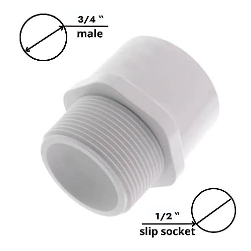 PVC Pipe Reducer Fitting – 3/4 Inch MNPT Male x 1/2 3/4″MNPT x 1/2″ Slip Socket