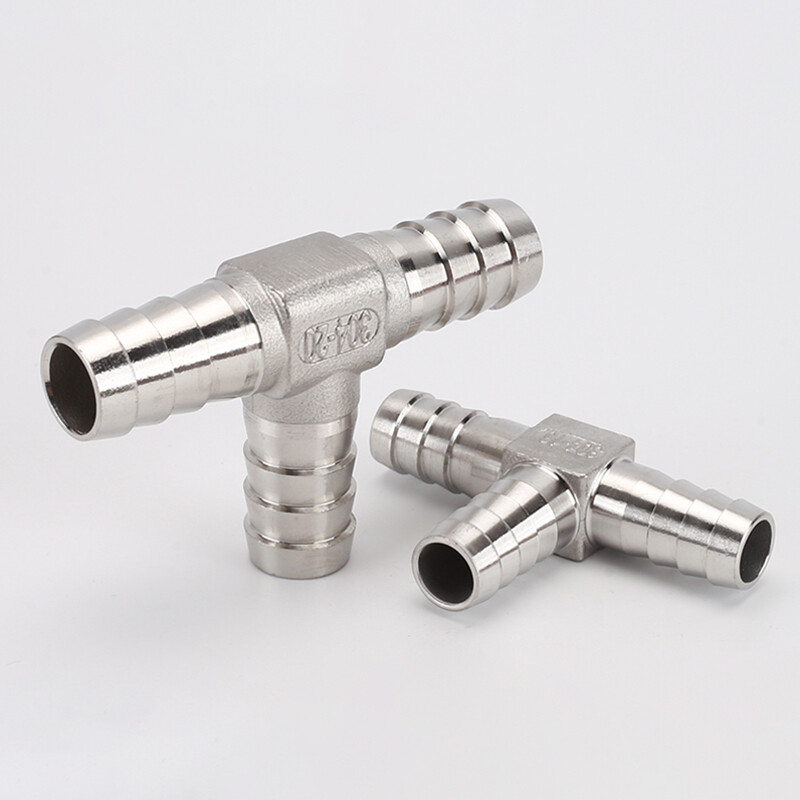 Stainless Steel Fittings Barbed Tail Tee Connector T-Piece Hose Pipe 8mm-32mm