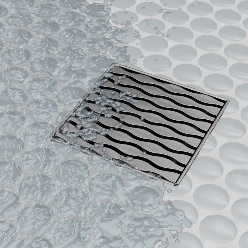 OATEY SD04BSST SquareDrain 4″ SS 12GPM 2″ Connection Stones Design