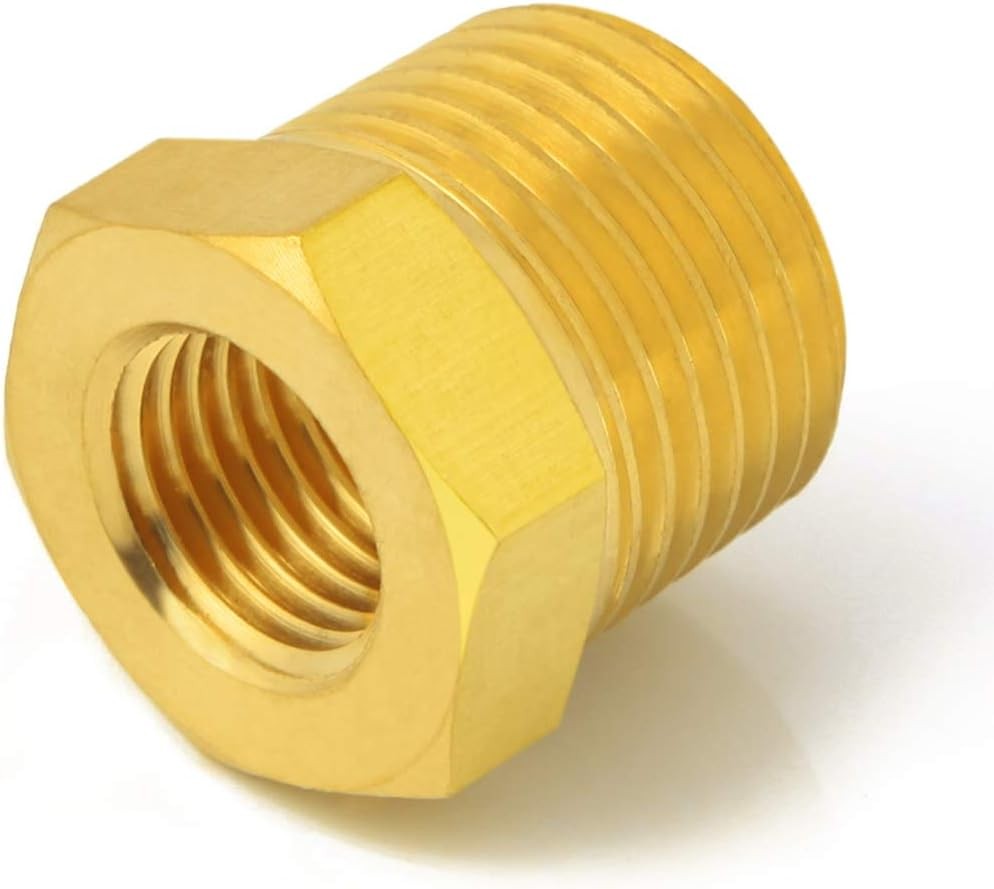 Brass Reducer Hex Bushing, 3/4″ Male NPT to 1/2″ Female NPT, Reducing Pipe Adapt