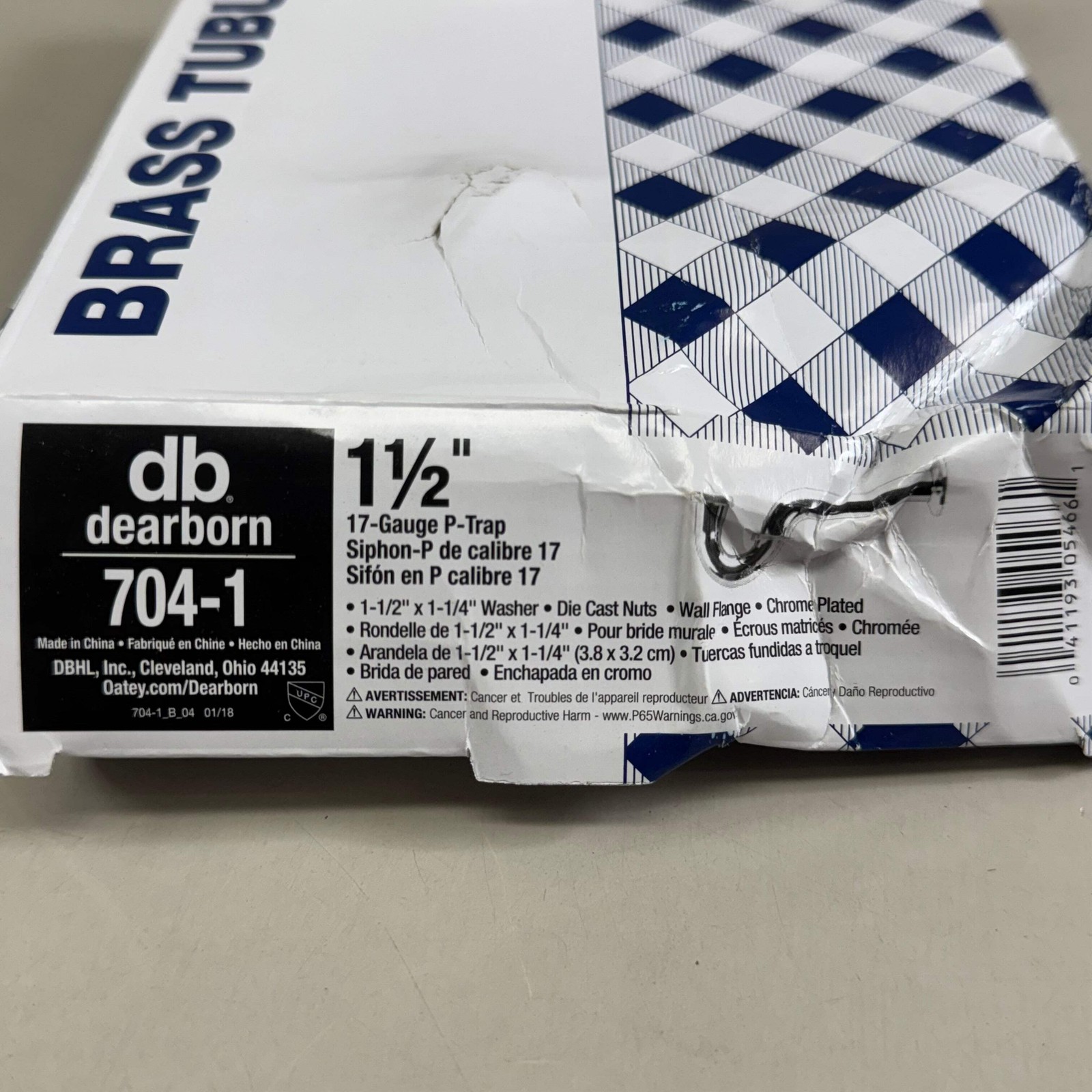 DEARBORN Chrome Plated Brass Tubular P-Trap 1-1/2″ Chrome 704-1 (New Other- (Dis