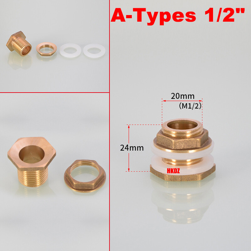 1/2″~2″ Brass Water Tank Connector Female/Male Thread Bulkhead Fittings Adapter