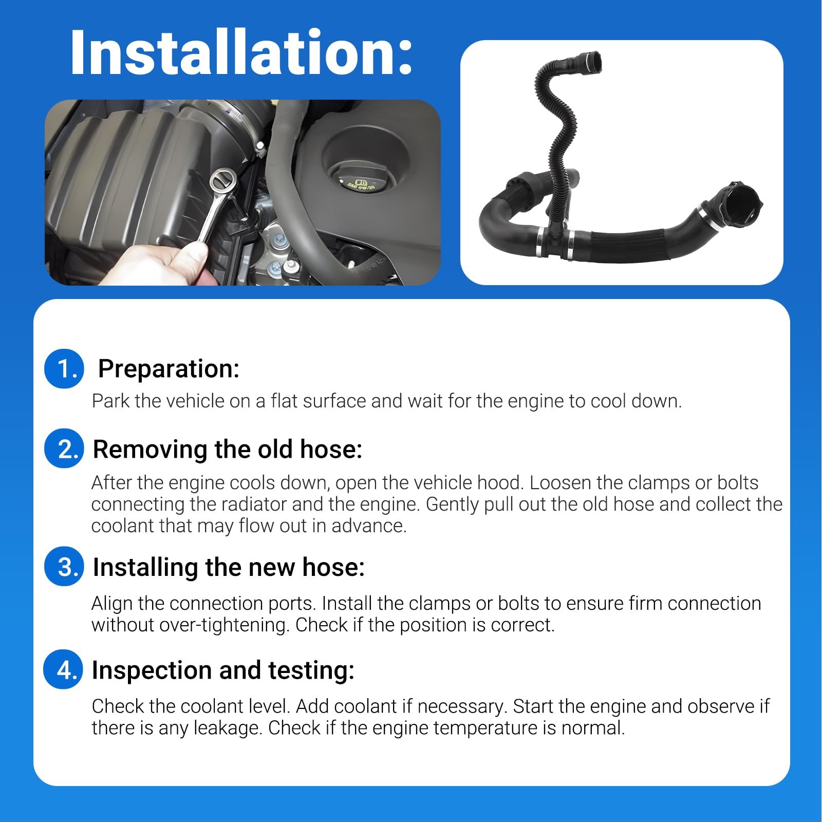 Engine Radiator Outlet Water Distribution Hose for 2017-2022 Jeep Compass 2.4L