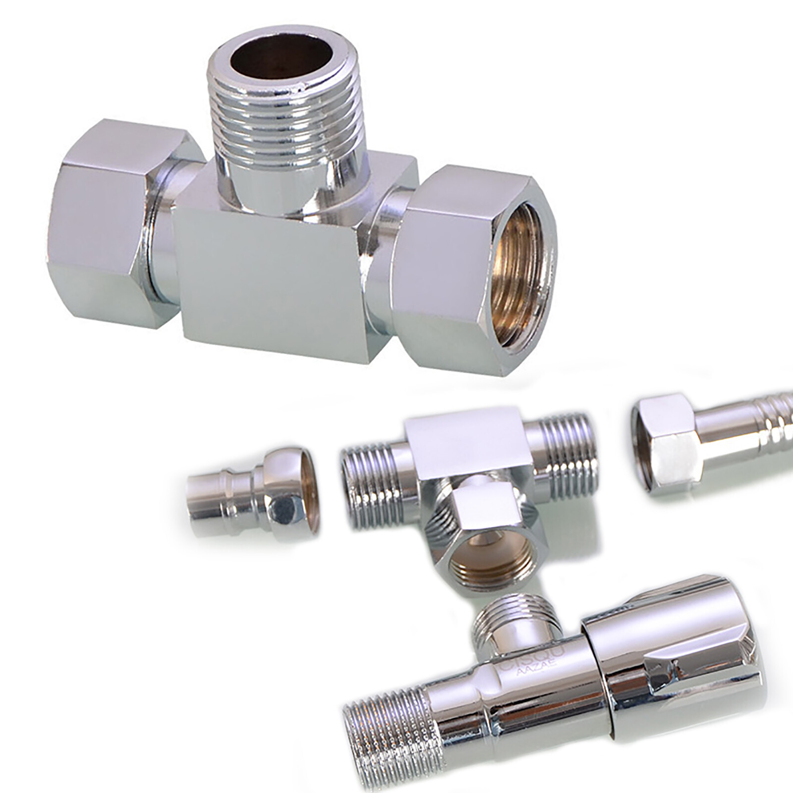 1/2″ BSP Chrome Angle Valve Heated Tee Union Brass Fitting Female Male Connector