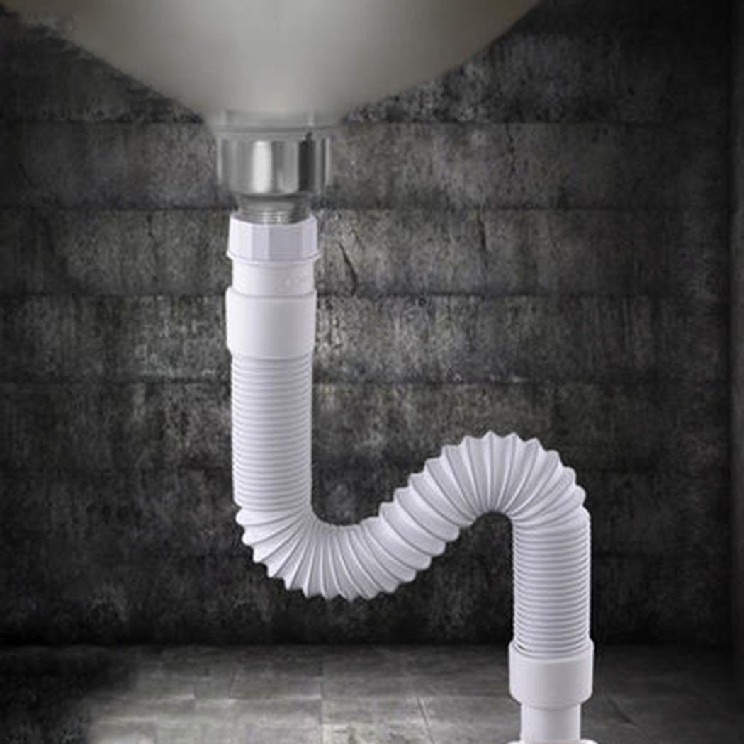 Waste Pipe Sink Syphon Trap White Basin Bathroom Flexible High Quality