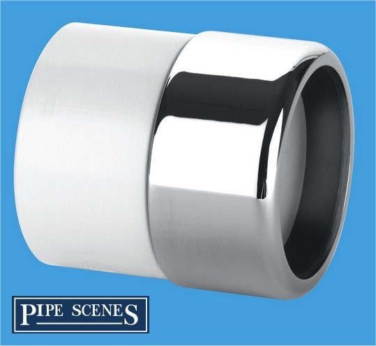 Chrome Waste Pipe 32mm 35mm to Plastic Adaptor Coupling