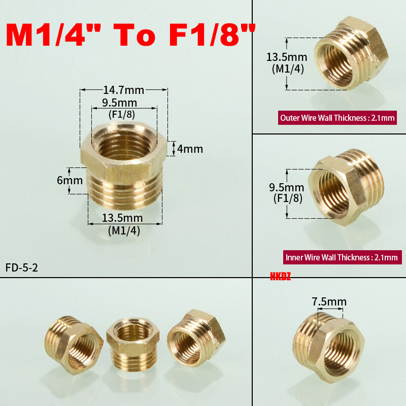 1/8″ ~1″ BSP Brass Reducing Hexagon Thread Fittings Bush Male To Female Adaptor