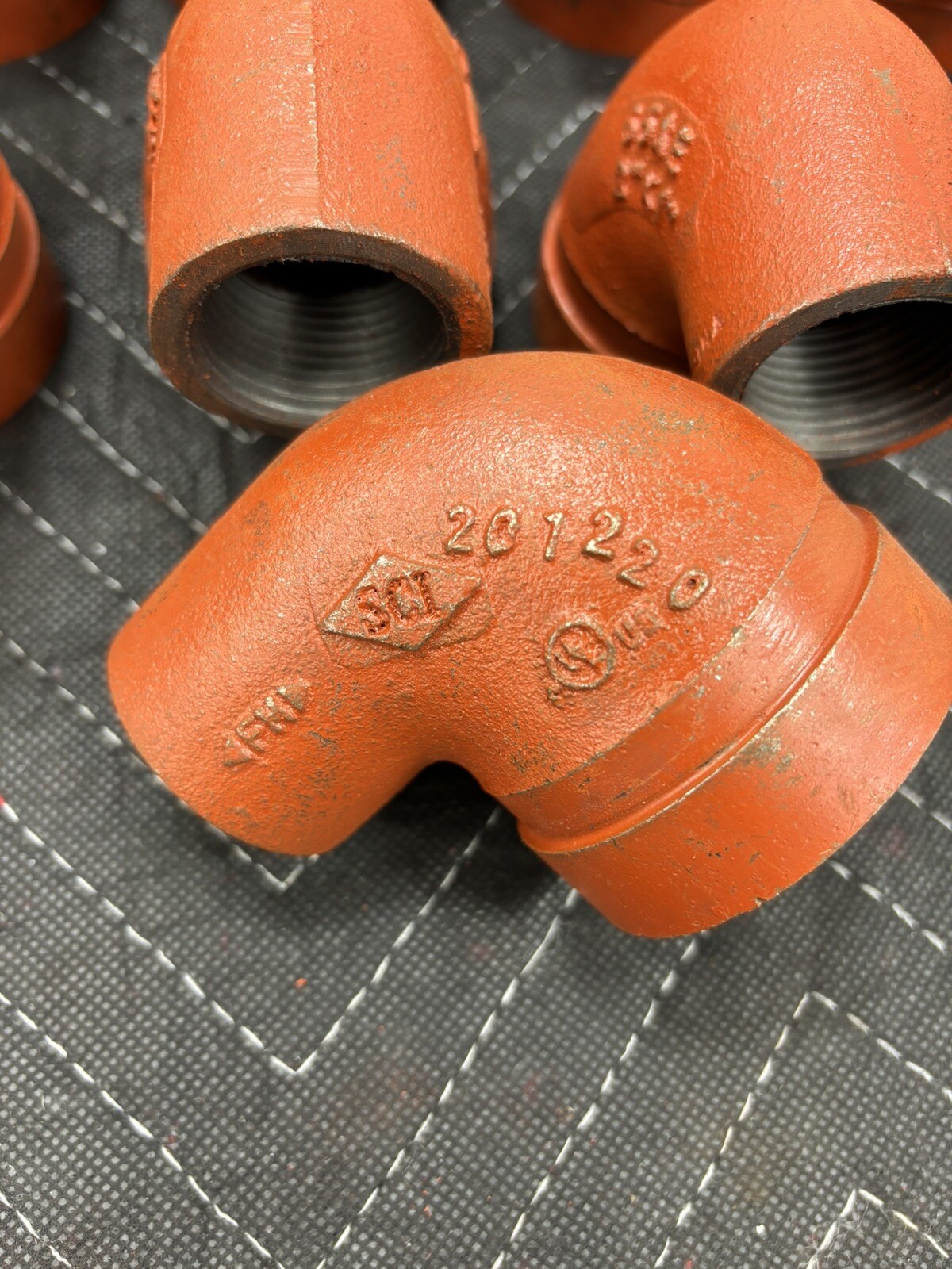 Victaulic (Like Gruvlok) 90 Degree Reducing Elbow Orange Enamel Ductile Iron