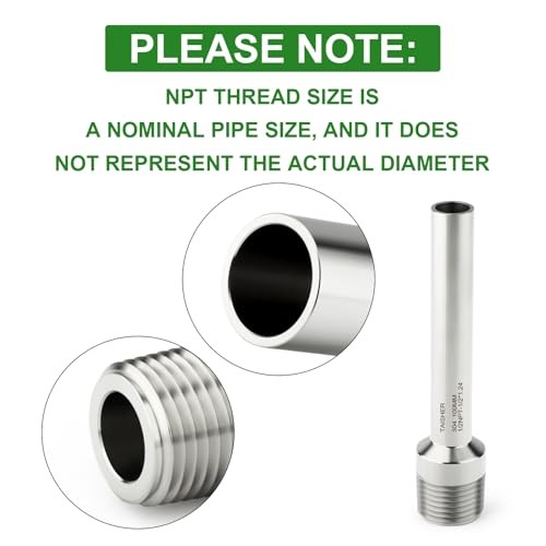 PCS 304 Stainless Steel Pipe Fittings, 1/” NPT 1/2″ NPT x 1/2″ OD(4″ Length) 2
