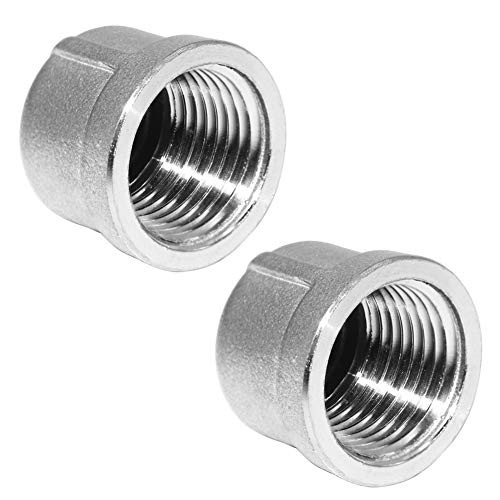 Stainless Steel Pipe Cap, 1/2″ NPT Female Pipe Plug Socket 1/2 NPT Packof 2