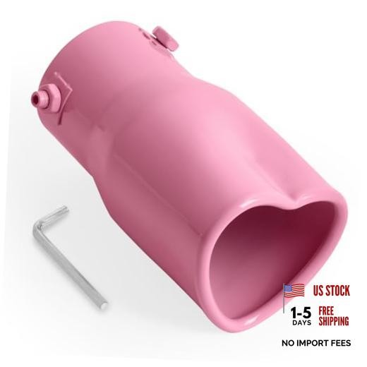 Heart Exhaust Tip 2.4″ ID/ 2.5″ OD, Adjustable Stainless Single Pipe- Pink