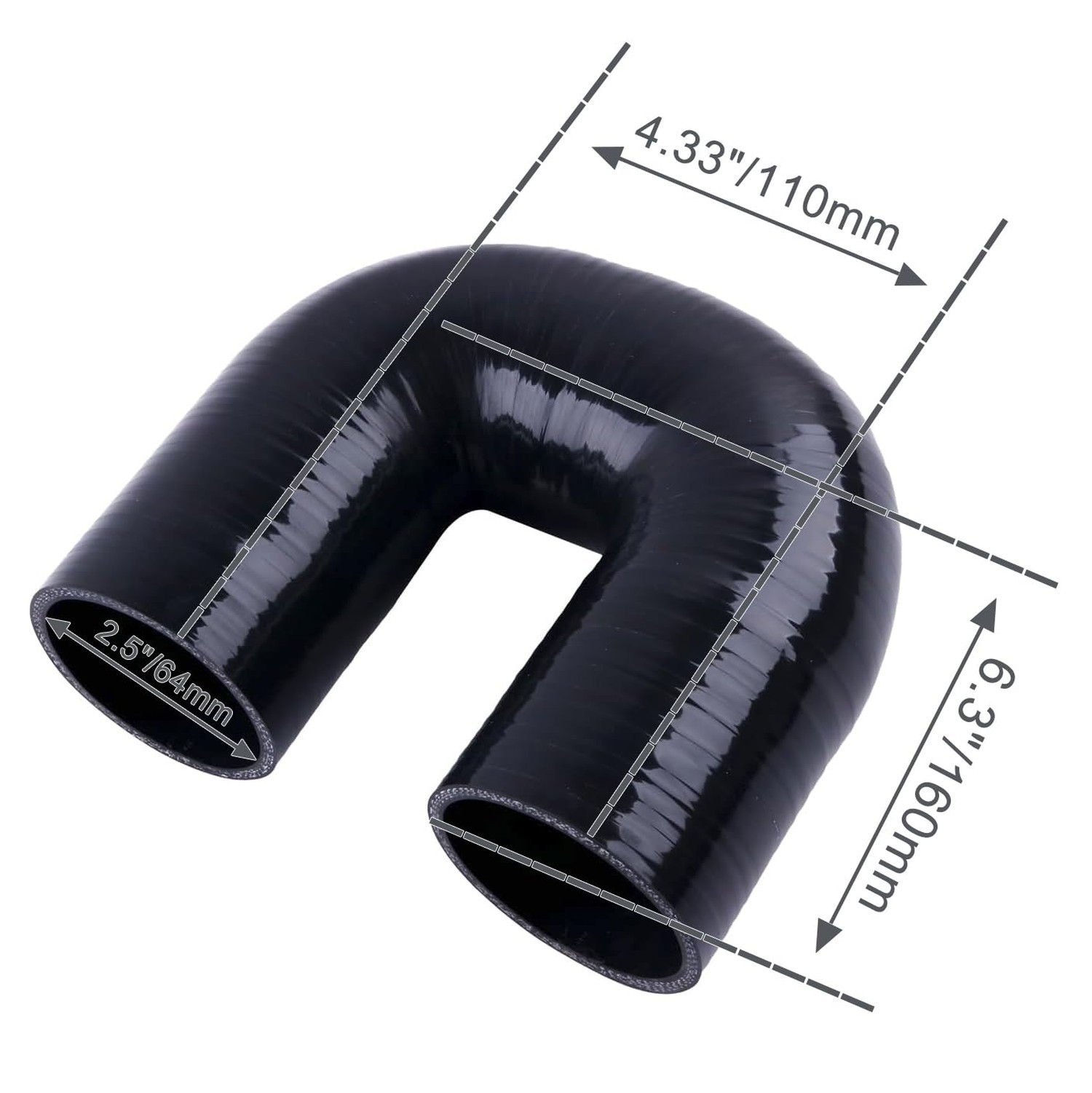180 Degree Coupler U Bend Shape Elbow Silicone Hose Pipe ID 2.5″(64mm) Thickn…