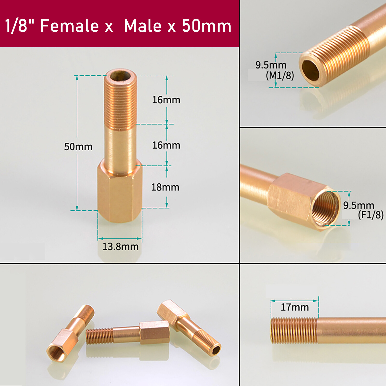 1/8″ 1/4″ 3/8″ Brass Male To Female Pipe Fitting BSP Thread Extension Connector