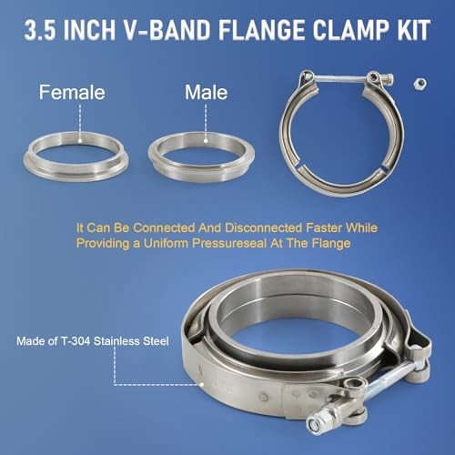 V Band Clamp with Flange 4 PCS Stainless Steel Male Female 3.5″ 4 Pcs