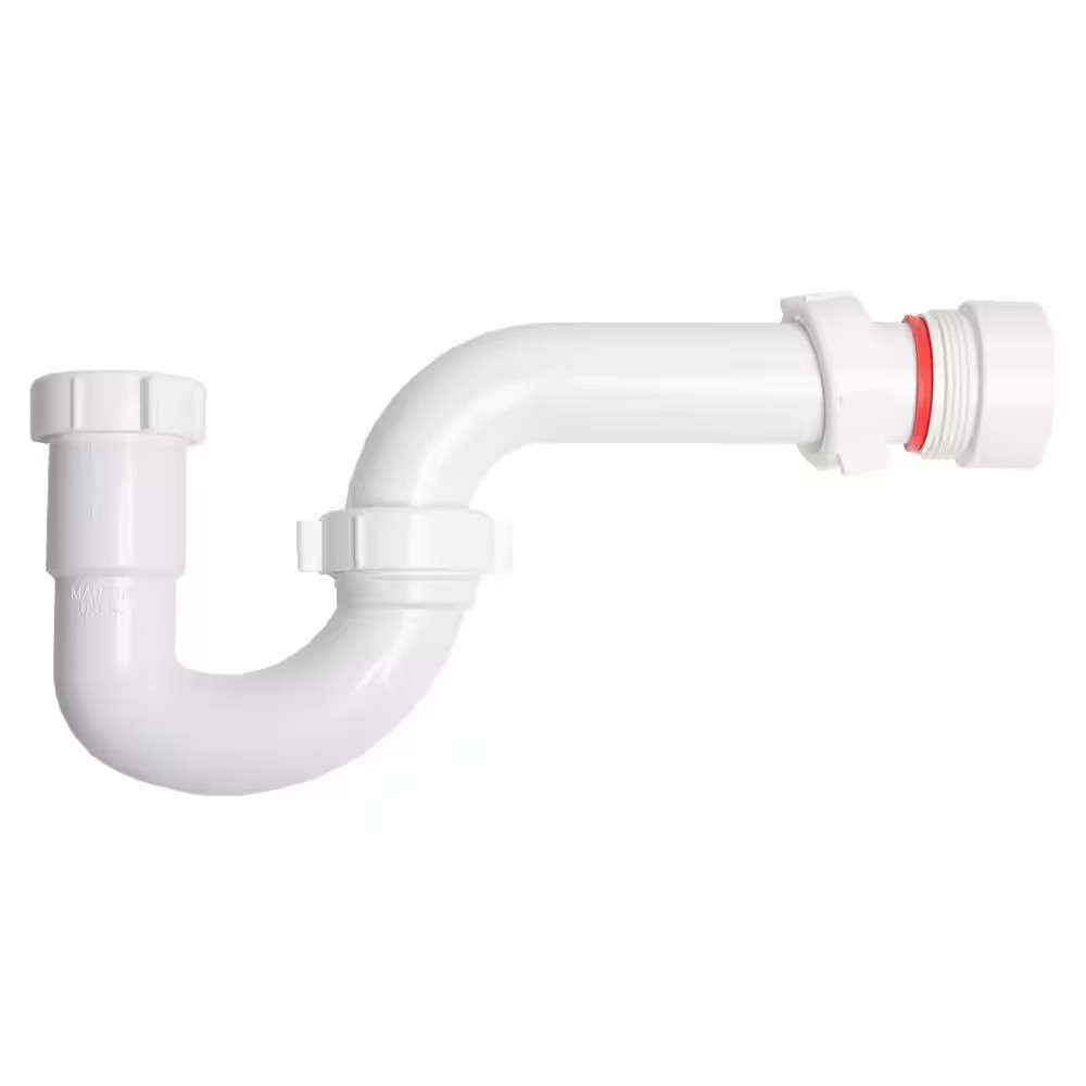 Heavy Duty 1-1/2 in to 1-1/4 In. Plastic Adjustable Diameter P-Trap with Reducin