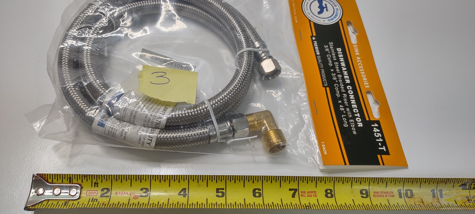 Dishwasher Connector Water 3/8 Comp to 3/8 Comp 48″ Long NEW 1451-T Thriftco