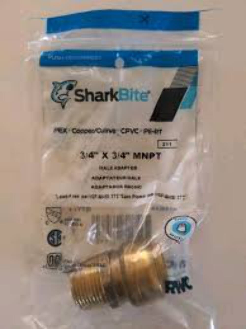 3/4in FNPT Push-to-Connect Brass Straight Adapter