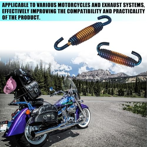 Motorcycle Exhaust Spring with Swivel Hooks, 40-60 mm Extended Range Gold Blue