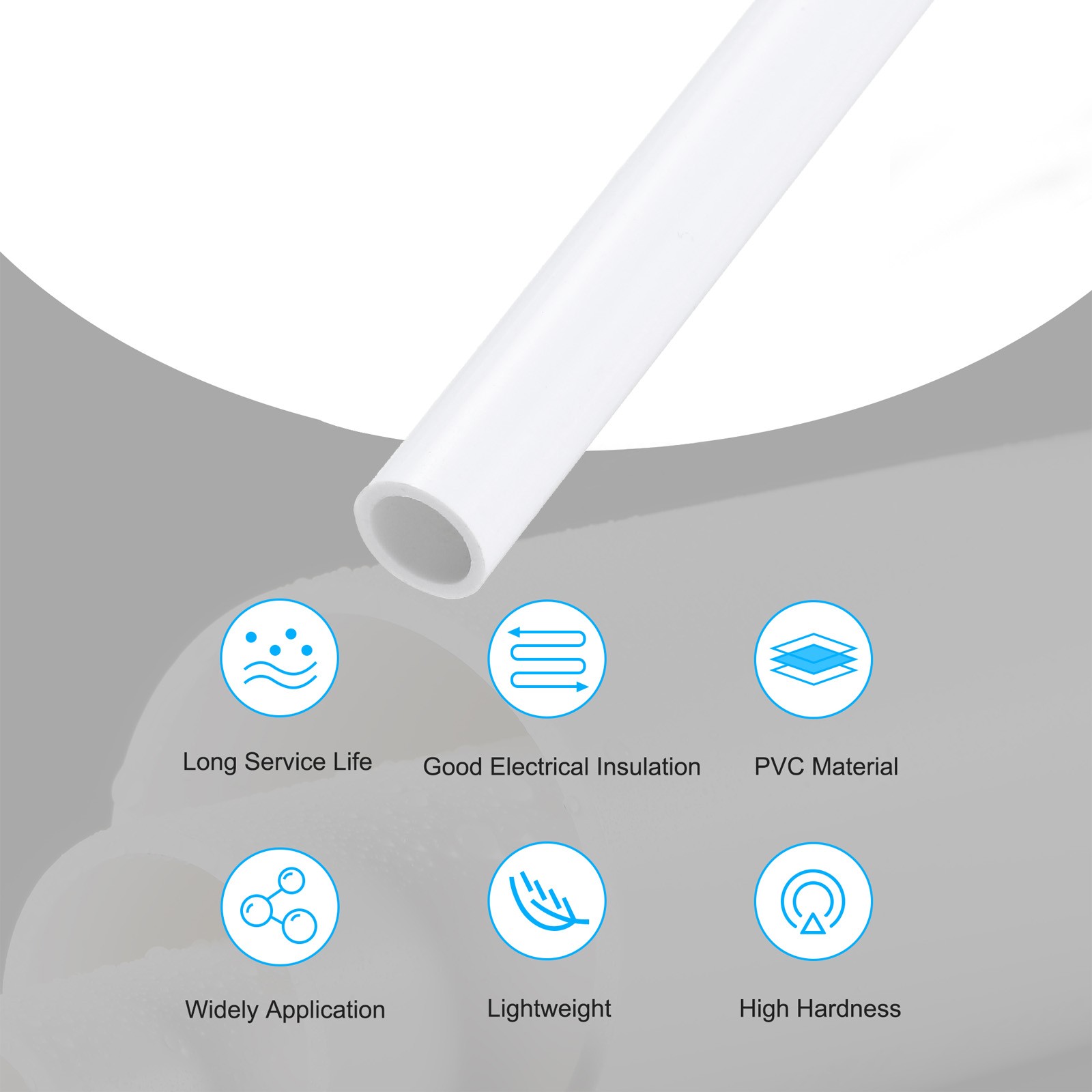 Rigid Round Pipe 6mm ID 8mm OD 500mm White High Impact